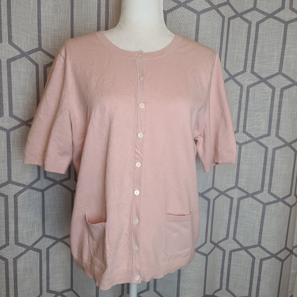 Talbots women's button cardigan short sleeve size XLp pima cotton